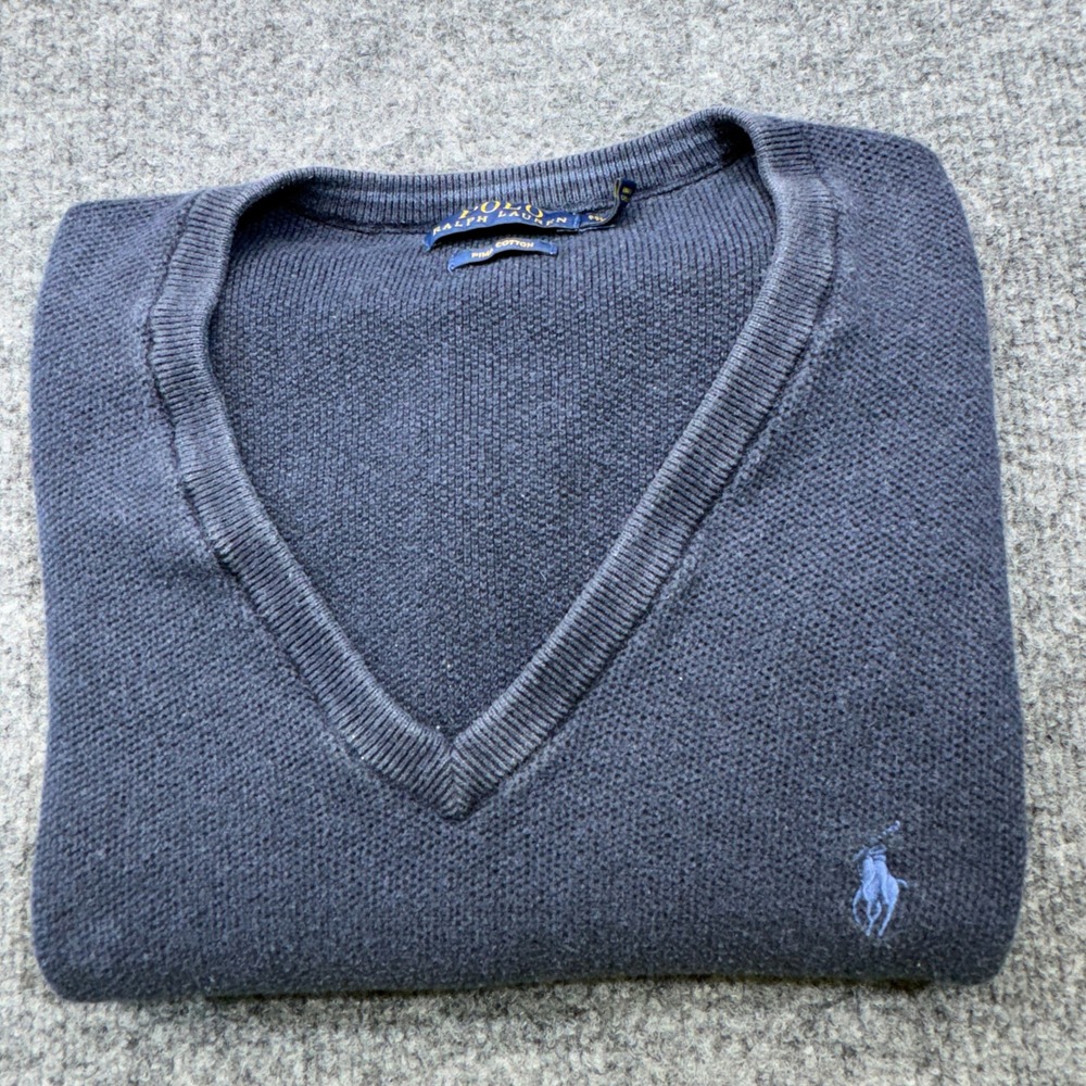 Polo Ralph Lauren Sweater Vest Mens XXL Blue Pima Cotton V-Neck Pony Logo Preppy